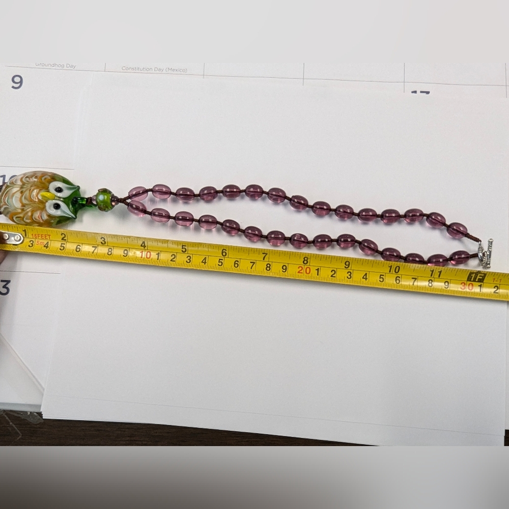 EVC LARGE GLASS OWL NECKLACE - Picture 9 of 9